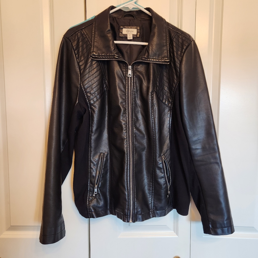 Style & Co Black Vegan Leather Jacket